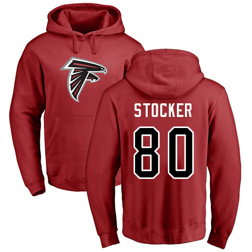 Atlanta Falcons Men Red Luke Stocker Name And Number Logo NFL Football #80 Pullover Hoodie Sweatshirts->atlanta falcons->NFL Jersey